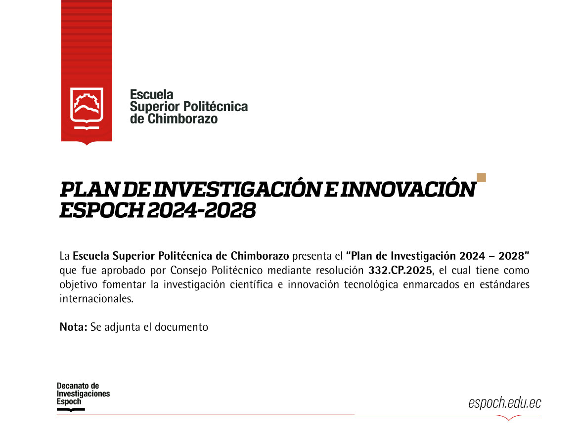 PLAN DE INVESTIGACIÓN E INNOVACIÓN ESPOCH 2024-2028